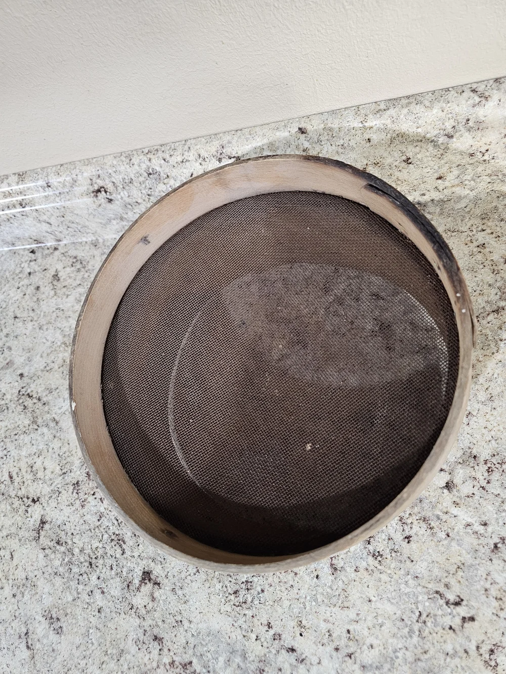 Vintage/Antique Wooden Flour Sieve with Metal Mesh